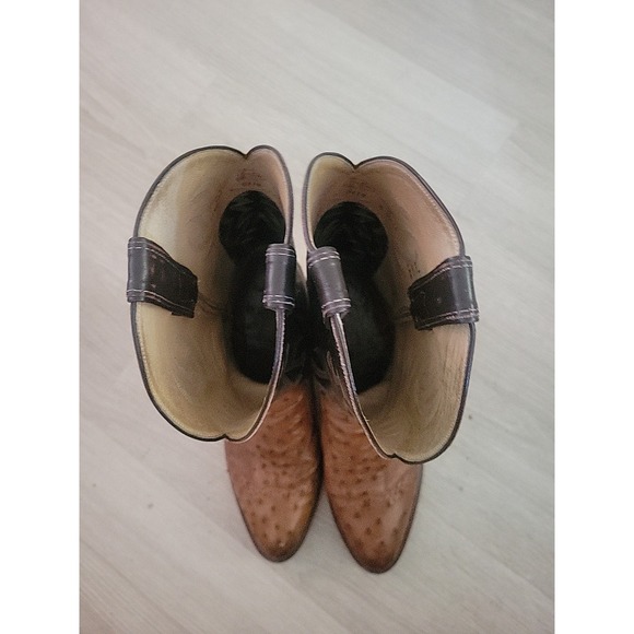 JUSTIN Ostritch 0619 Cowboy Boots 11.5 Western Designer Rare Southwestern Work - Picture 9 of 10